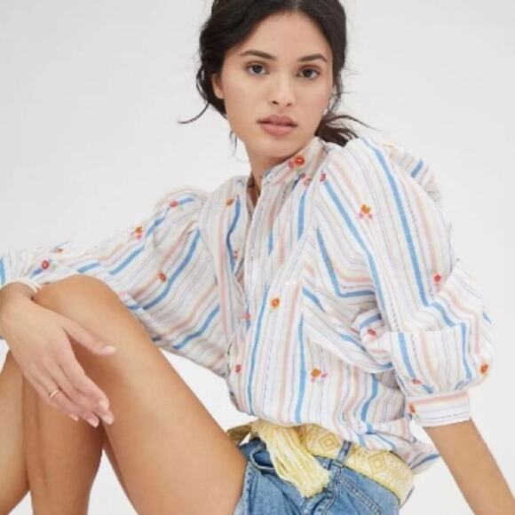 NWT Pilcro by Anthropologie Bella Femme Button Down Long Sleeve Shirt Size XL - Picture 3 of 11